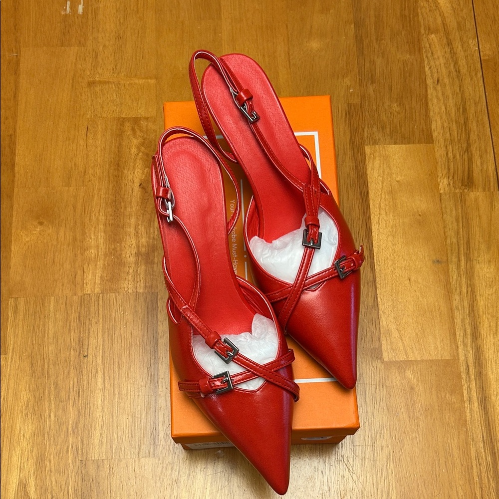 Elegant Red Slingback Heels size 8.5